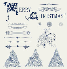 Set of element design for new year card vector
