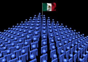 Obraz premium Pyramid of abstract people with Mexican flag illustration