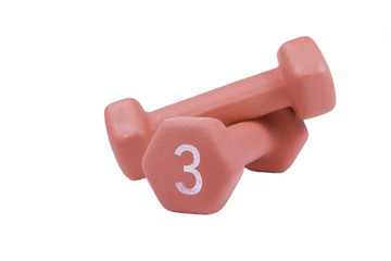 Two weigths on white background