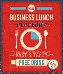 Foto op Plexiglas Vintage Poster Vintage zakelijke lunchposter. Vector illustratie.