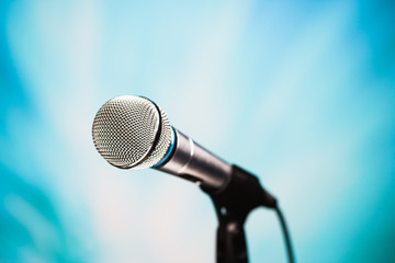 microphone against blue background