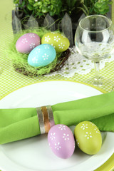 Easter table setting, close up
