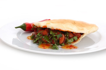 pita with beans