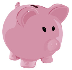 Pink piggy-bank isolated on white