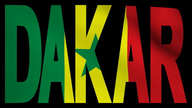 Dakar text with fluttering flag animation