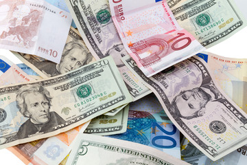 Fototapeta na wymiar Banknoty euro i dolara