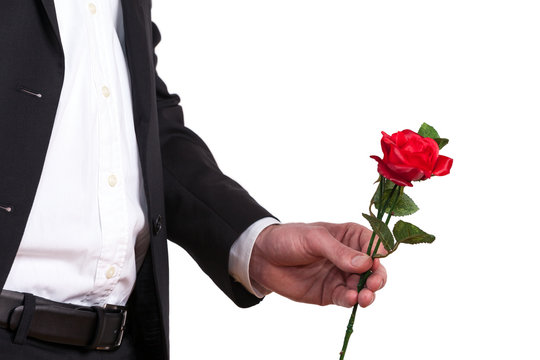 Mann, Hand, Rose, warten