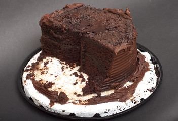 Half Eaten Chocolate Frosted Cake