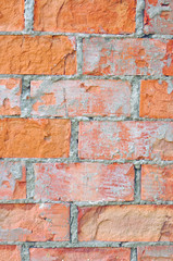 Light red brick wall texture macro closeup, old detailed rough