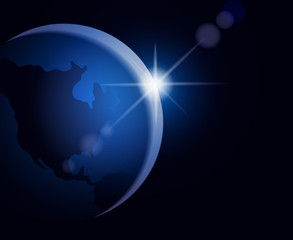 Rising sun over the Earth