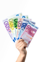 Hand hält Geldfächer