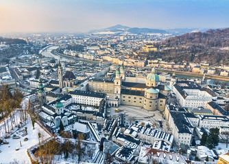 Aerial view of Salzburg old town, Austria
