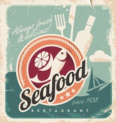 Affiche vintage pour restaurant de fruits de mer