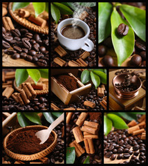Obrazy na Szkle  kompozycja dziewięciu zdjęć o tematyce kawowej