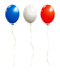 Balloons in white, blue and red