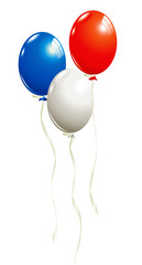 Balloons in white, blue and red