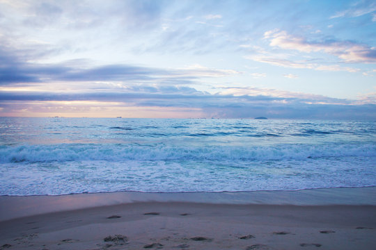 Sunrise at the famous Copacabana beach in Rio de Janeiro, Brazil