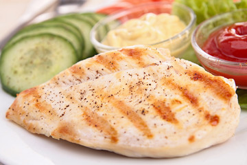 grilled meat with vegetable