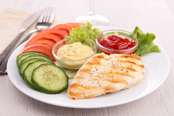 grilled meat with vegetable