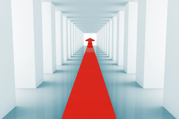 Fototapeta premium Red Arrow in corridor