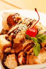 profiteroles with chocolate
