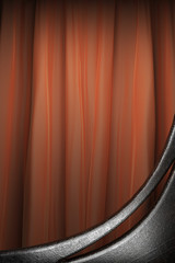 Metal on red curtain