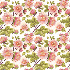 Romantic seamless texture with beautiful flowers