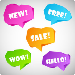 Colorful volume speech balloons of paper