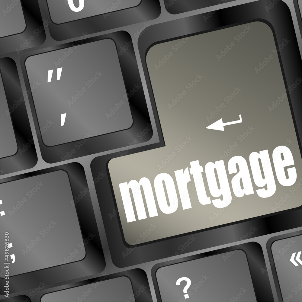 Aufkleber computer keyboard with mortgage word on enter button