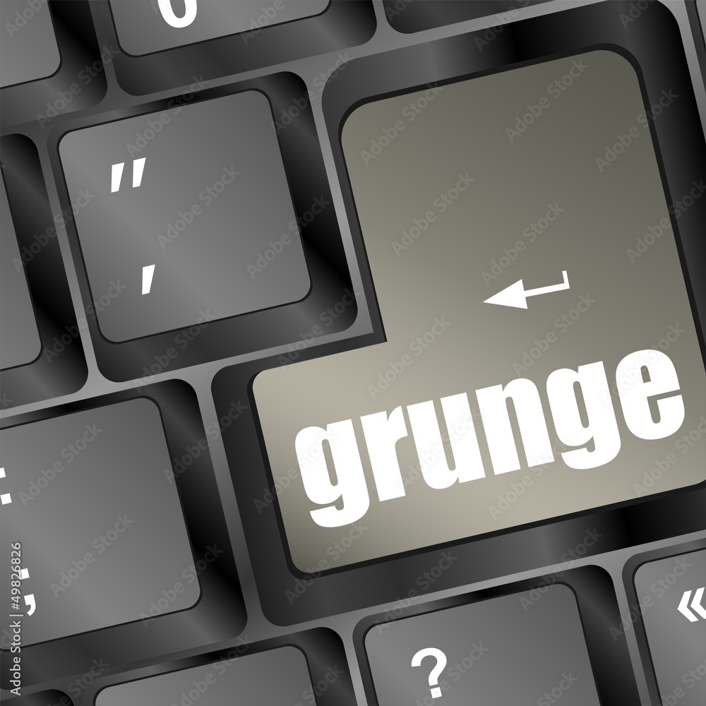 Poster computer keyboard with grunge word on enter button