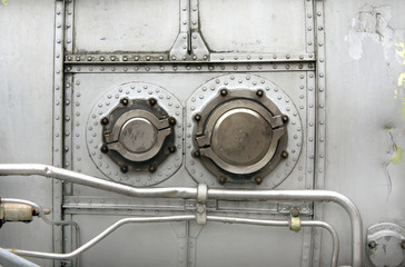 Close-up details of old turbine aircraft