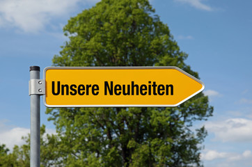 Gelber Pfeil mit Baum UNSERE NEUHEITEN