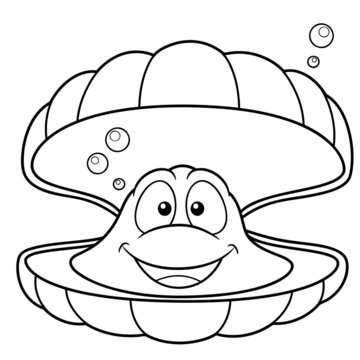illustration of shell cartoon - Coloring book