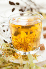 Vitamin hot tea from lime blossom