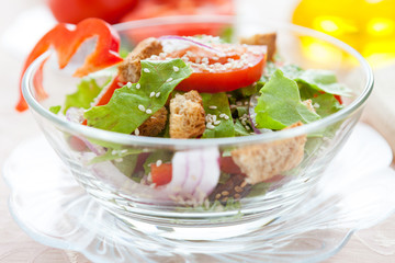light salad with herbs and tomatoes