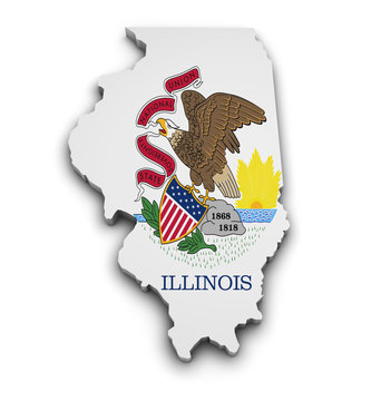 Illinois Flag Map Shape
