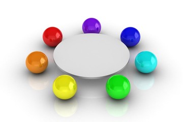 Round table. White background, 3d render