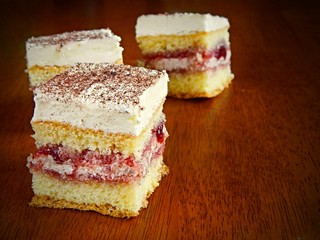 Cake on wooden background