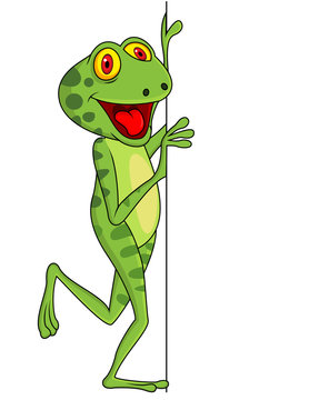 Frog cartoon with blank sign