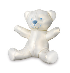cute, white, satin teddy on white background