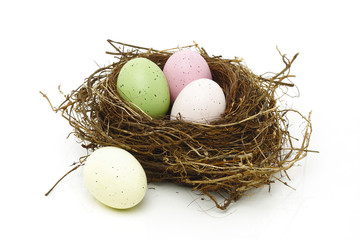 Easter eggs in nest