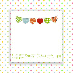 Polka dot background with panel and bunting