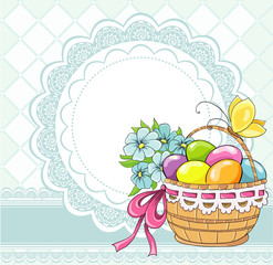 Easter vintage cards with basket and eggs