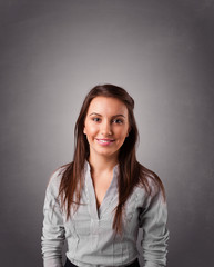 Fototapeta premium Young woman standing and thinking with copy space