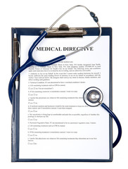 Medical directive and stethoscope in a clipboard - 49835490