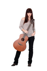 Woman posing with her guitar