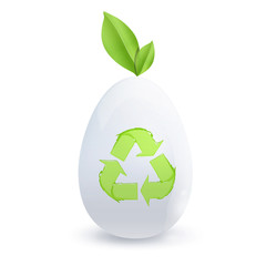 White egg with recycle icon. Vector design.