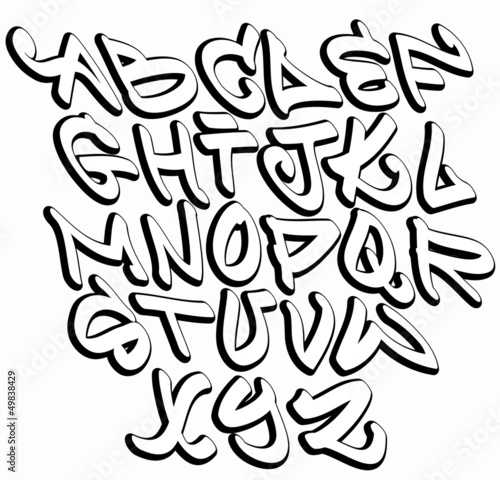 Leinwandbilder Graffiti Font Alphabet Letters Hip Hop Type Grafitti Design Banana Republic