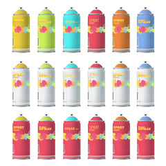 Collection of Spray color with graffiti . 