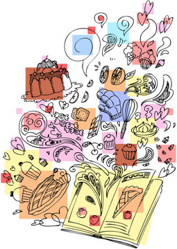 Dessert cooking book sketchy doodle